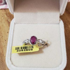 Niassa Ruby, White Topaz Platinum over Sterling